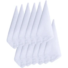 Local Delivery- Ladies Embroidery Cotton White Handkerchiefs Lace Wedding Hankies - E-25pcs - View 6