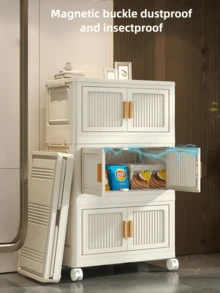 Home Organization,5-Layer Folding Storage Bin With Lid  ,Equipped With Mobile And Convenient Storage Cabinets, Stackable With Doors And Large Capacity Storage Boxes, Suitable For Organizing Wardrobes And Storage Boxes In Family Dormitories, Organizing Holiday Decorations In Bedrooms, Organizing And Storing Good Items For Student Apartment Tenants, Easy To Install And Move, Saving Space, And Offering Cost-Effective Storage Solutions St Affordable Prices - 彩色 - 查看 8