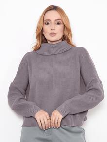 Knit Blouse Turtleneck Winter Cold Women's Elegant Comfortable Casual Long Sleeve Marrie Knit - Castor - 查看 5
