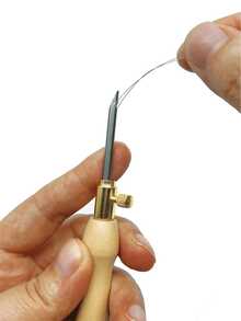 3-In-1 Interchangeable Embroidery Needle Set With Threader, Wooden Handle Embroidery Needles, Punch Embroidery Tool, Cross Stitch Embroidery Tool, Adjustable Needle Length, DIY Sewing And Handicraft Supplies - Apricot - View 5