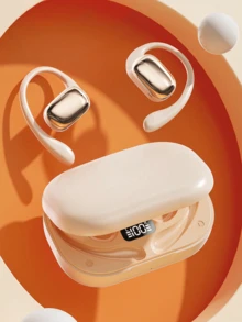 GENAI 开放式耳机，无线运动耳机，带数字显示充电盒，带耳钩的真耳塞，适合跑步、散步、锻炼