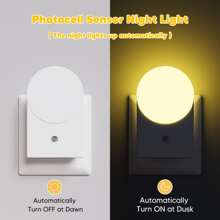 Veilleuse LED pour enfants avec capteur intelligent, capteur crépusculaire à aube, lune/étoile 0,5W, veilleuse douce blanc chaud à enficher pour couloir, chambre, chambre d'enfant, cuisine, escalier