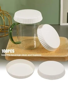 50pcs/100pcs/200pcs Disposable Paper Cup Lids, Drinking Water Lids, White Coffee Cup Lids, Hot Cup Lids For Home Kitchen Coffee Festival Party Wedding Hotel Bar