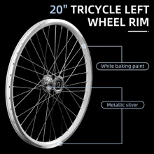 Local Delivery- Bicycle Wheels Rim For 3 Wheels Bike, Tricycle Left Wheels 26", Not Suitable For Bicycles, Tire Rims Replacement, Double Wall Alloy Rim, 36x13G Silver Spoke, Aluminum Alloy