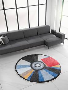 Vinyl Record Design Area Rug, Creative Vinyl Record Pattern, Suitable For Office, Bedroom And Room Decor - Multicolor - View 1