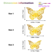 12 pièces/set Autocollants de papillon 3D creux, pour la décoration de la maison et des cadeaux. Autocollants muraux pour la décoration de la chambre et de la maison, autocollants personnalisés