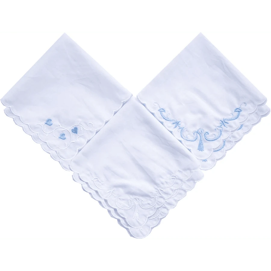 Local Delivery- Ladies Embroidery Cotton White Handkerchiefs Lace Wedding Hankies - F01-3pcs - View 1