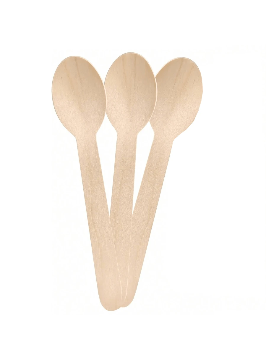 25/50/100/200/300 Stücke 16 cm Holzlöffel und -gabeln, Klasse A, Einweg, geeignet für Salate, Nudeln, Abschlussfeiern, Geburtstage, Camping, Restaurants, Outdoor, Zusammenkünfte, Familienereignisse