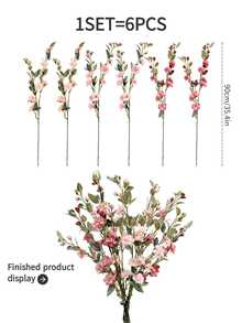 6束90厘米仿真花，适用于墙面、客厅、卧室、婚礼、派对装饰、桌面摆设。可用于家居、书桌、厨房、婚礼、餐桌、中心装饰、办公室、花园、户外、房屋、庭院装饰，适合春、夏、秋、冬四季。 - 彩色 - 查看 3