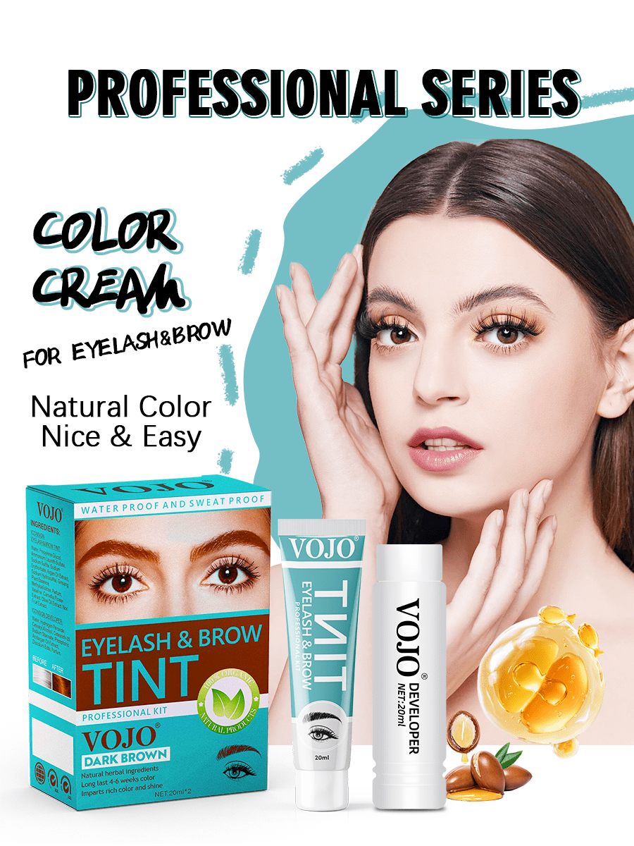 VOJO 2 unidades de 20ml Tinta para Sobrancelhas VOJO, Castanho Escuro, Fácil de Aplicar, Ilumina as Sobrancelhas