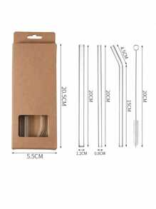 1pc 550ml Or 400ml Clear Straw Bottle, Modern Glass Coffee Cup For Home, Office