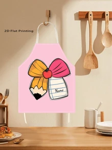 1pc Fashionable Creative Pencil & Bowknot Back To School Customized Apron, Suitable As Gift For Friends, Classmates, And Teachers