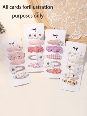 5 件套可爱印花发夹套装，适合女孩的百搭发饰，四季皆宜