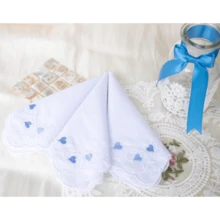 Local Delivery- Ladies Embroidery Cotton White Handkerchiefs Lace Wedding Hankies - G-scalloped 6pcs - View 2