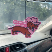 Kawaii'wiener Dog,Dachshund &STRAWBERRY&CHERRY' Y2K Patterns Design , Car Air Freshener Pendant - Cartoon Anime Style For Rearview Mirror, Vent Clip, Home & Office Decor, Creative & Fun Design, Idea Gifts For Friend