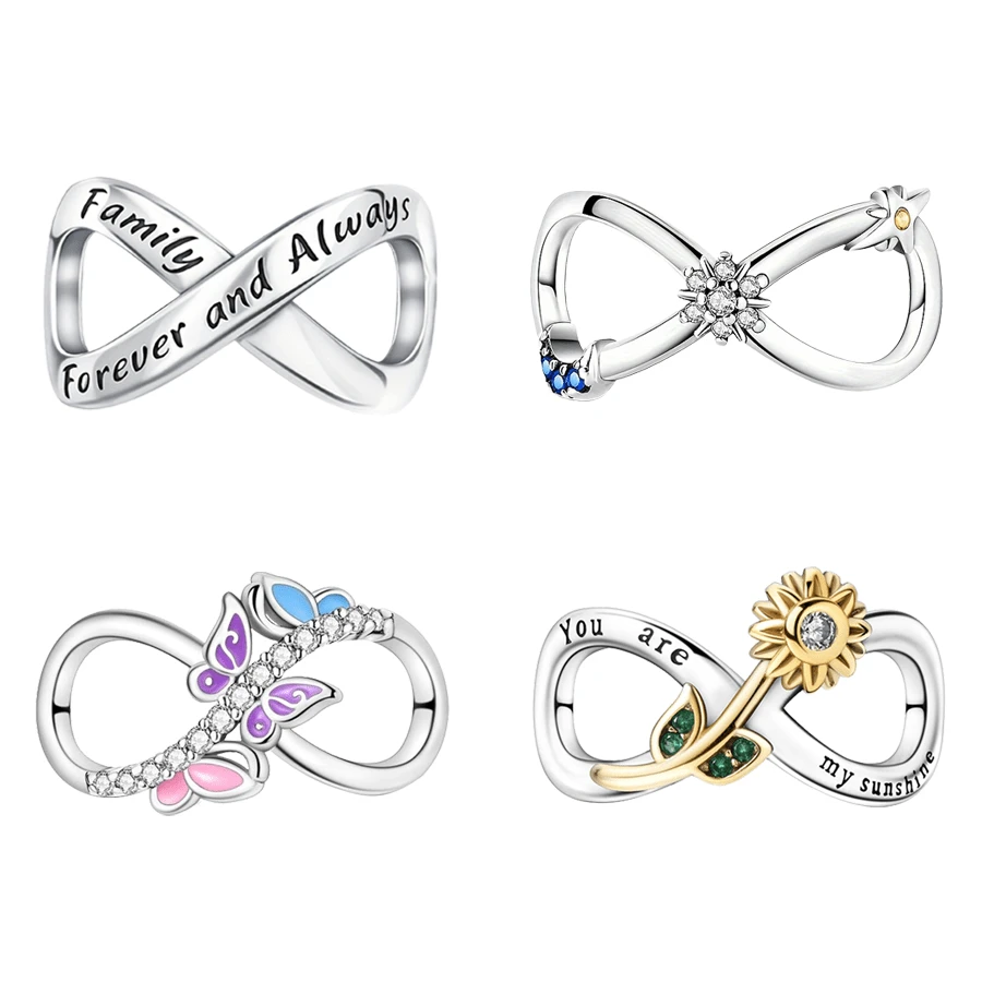 Easvnya New Silver Infinity Love Series Charms, Suitable For DIY Bracelet Necklace Minimalist Pendants, Fashionable Jewelry Making Accessories, Women Birthday Party Gift
