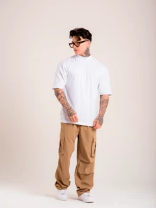 DMUNIZ Oversized Streetwear Basic Turtleneck Gym T-Shirt Dmz002 - 白色 - 查看 5