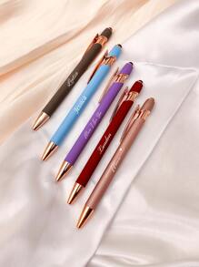 1/5/10/20 Stück individualisierter Text/Logo, personalisierter luxuriöser Soft-Touch rosé-goldener Premium-Gummistift, Aluminum-Schaft Rollerstift, perfektes Geschenk für Brautjungfern, Frauen, Studenten, Lehrer, Familie & Freunde