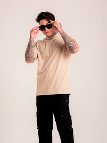 Kit 2 Camisetas DMUNIZ Oversized Streetwear Gola Alta Básica Dia dos Pais