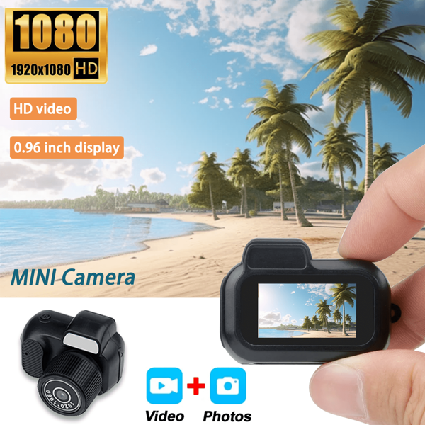 Mini Camera With 0.96in Screen Indoor Home Outdoor 1080P Sports Portable Vintage Video Recorder Support SD/TF Card