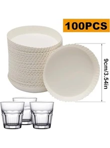 50pcs/100pcs/200pcs Disposable Paper Cup Lids, Drinking Water Lids, White Coffee Cup Lids, Hot Cup Lids For Home Kitchen Coffee Festival Party Wedding Hotel Bar