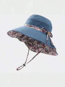 1 Stück Damen-Wendehut im Boho-Stil mit Cashew-Blumenmuster, UV-Schutz - Blumen- - Übersicht 13