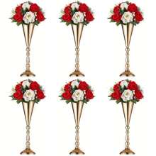 4pcs/6pcs Gold-Color Desktop Flower Stand, Desktop Decor Center Piece, Suitable For Wedding, Party, Halloween, Thanksgiving, Christmas