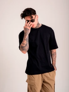 DMUNIZ Streetwear Crew Neck Basic Training Oversized T-Shirt Dmz003 - Black - View 5