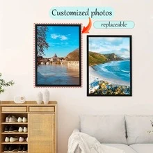 1/5/10/20pcs Customized Photo Magnetic Wall Mounting Display Racks, Transparent Plastic File Holders, Easy To Change Photos, Horizontal And Vertical Display, Suitable For Walls, Doors, Office, Store, School, Home, Gold Color - Multicolor - View 3