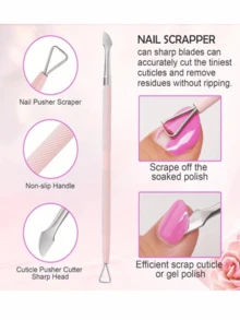 LOMILD 3Pcs/Set Nail Art Beauty Set Stainless Steel Hardness High Standing Shaping Nail Scissors Not Easy To Rust Double Head Steel Push Nail Surface Dirt Remover Nail Polish Glue Not Hurt Nail Care Set