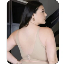 Sutiã Reforçado Plus Size Sutian Modelador De Fecho Triplo Lingerie Confortável Sustentação de Seios Bra Sutien Tamanho Grande Curvy  Simples    Casual-Confortável  Charme maduro - estilo moderno    Tecido    Acolchoado  Decote racer  Sem usar    Lanferie plus size plusaise - Azul bebê - Visão 5