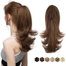 Synthetic Claw Clip Ponytail Hair Extensions Long Wavy Pony Tail False Hair For Women Horse
