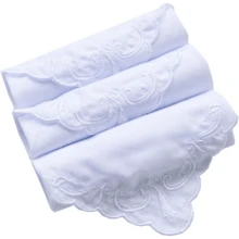 Local Delivery- Ladies Embroidery Cotton White Handkerchiefs Lace Wedding Hankies - F03-6pcs - View 6