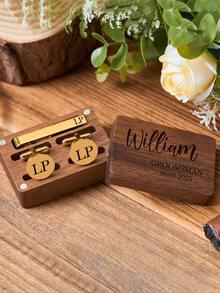 Personalized Tie Clip Gift Box, Personalized Cufflinks, Personalized Initial, Engraved Wedding Cufflinks, Customized Tie Clip Set, Groomsman Gift, Father's Day Gift, Husband Gift, Groomsman Proposal Gift - Multicolor - View 5