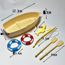 1pc Mini Realistic Floating Small Boat With Oar, Fishing Boat Model, Aquarium Decoration Accessory, For Miniature Landscape, Resin Material DIY Decor - Multicolor - View 9