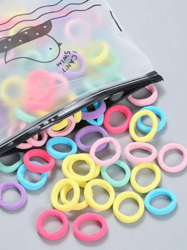 100 piezas Goma para pelo de colores elástico Donas para peinar el cabello tipo kawai
