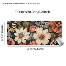 1pc Vintage Flowers Mouse Pad Boho Design Aesthetic Desk Pad Large Desk Accessories Rubber Base With Stitched Edge Non-Slip Keyboard Pad For Office Home Computer As Gifts For Men Women Friends Desk Accessories Office Supplies Office Desk Accessories Mousepad Mouse Pad For Desk