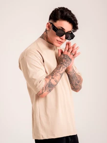 Kit 2 Camisetas DMUNIZ Oversized Streetwear Gola Alta Básica Dia dos Pais