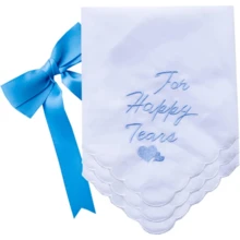 Local Delivery- Ladies Embroidery Cotton White Handkerchiefs Lace Wedding Hankies - J02-happy Tears 3pcs - View 1