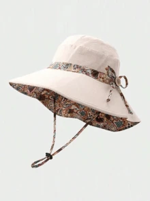 1 Stück Damen-Wendehut im Boho-Stil mit Cashew-Blumenmuster, UV-Schutz - Blumen- - Übersicht 14