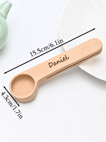 个性化咖啡和茶量勺 - 天然木雕名字，双格设计适合咖啡豆和咖啡渣，送给爸爸、爷爷、男士和女士（生日、伴郎）的独特厨房礼物，咖啡吧台用品，优雅的木质设计，木质结构，时尚厨具，生日礼物