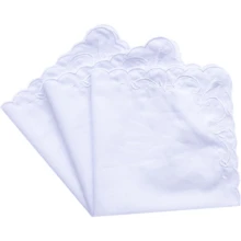 Local Delivery- Ladies Embroidery Cotton White Handkerchiefs Lace Wedding Hankies - F03-6pcs - View 5
