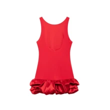 DEEKA Sweet Sleeveless Cropped Mini Ruffle Dress For Women, Spring/Summer - Red - View 2