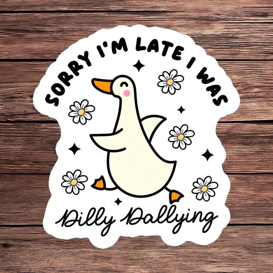 1PC Funny Goose Sticker, Aesthetic Vinyl Decal, Cute Slouchy Dilly Dallying Laptop & Water Bottle Sticker, Cottagecore Procrastination Sticker, Slow Life Funny Meme Sticker For Notebook, Phone Case, Journal, Travel Luggage, Student Gift