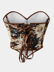 New Matte Black Strapless Tight Tummy Control Shapewear Crop Top For Women - Brown - View 3