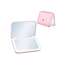 Espelho de Maquiagem LED, Mini Espelho de Maquiagem LED Portátil, Espelho de Maquiagem de Mesa com Lâmpada LED Recarregável por USB, Espelho de Maquiagem de Viagem, Espelho Dobrável, Ideal para Penteadeira ou Dormitório, 3 Modos de Iluminação - Branco, Natural, Quente, Brilho Ajustável, Espelho de Maquiagem de Mesa Dobrável Recarregável por USB, Espelho de Maquiagem Portátil Dobrável, Ideal para Dormitório, Viagens, Maquiagem, Escritório, Quarto, Melhor Presente para Mulheres