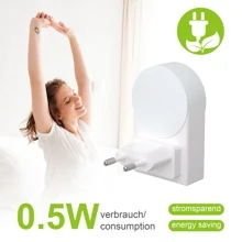 Veilleuse LED pour enfants avec capteur intelligent, capteur crépusculaire à aube, lune/étoile 0,5W, veilleuse douce blanc chaud à enficher pour couloir, chambre, chambre d'enfant, cuisine, escalier