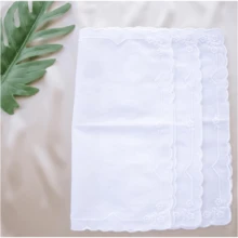 Local Delivery- Ladies Embroidery Cotton White Handkerchiefs Lace Wedding Hankies - Zw-6pcs - View 4