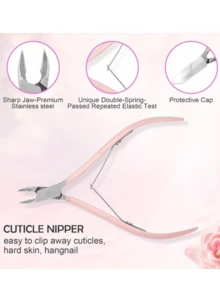 LOMILD 3Pcs/Set Nail Art Beauty Set Stainless Steel Hardness High Standing Shaping Nail Scissors Not Easy To Rust Double Head Steel Push Nail Surface Dirt Remover Nail Polish Glue Not Hurt Nail Care Set