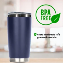 Vaso Térmico de Acero Inoxidable, Taza Termica Frio y Caliente para Cafe con Tapa y Pajita, Cepillo de limpieza, Termo Infusor de Vacío Doble para Hombre, Mujer, Regalo (20oz/600ml,Azul marino) - Azul Marino - Ver 1